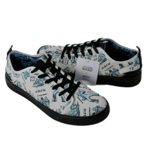 New TOMS Star Wars x Travel Lite Low Sneaker 9 White Characters Sketch Print